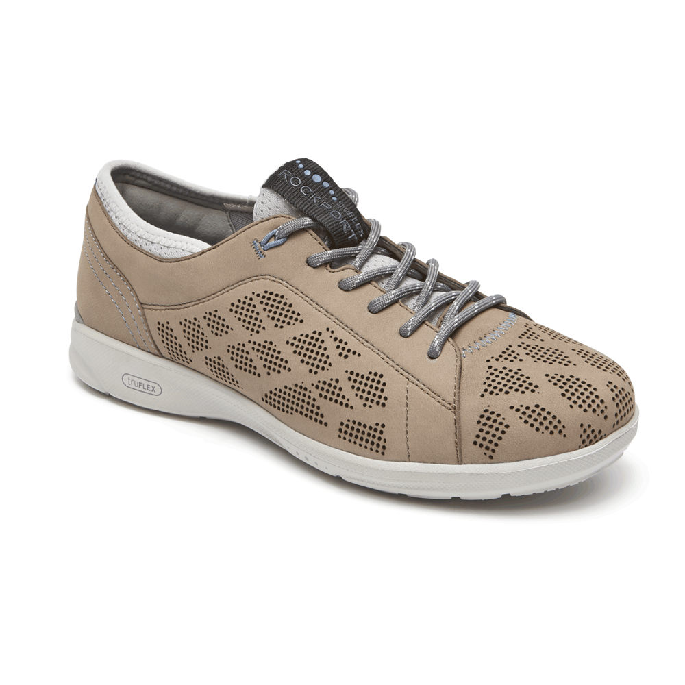 Rockport Joggesko Dame Khaki - Truflex Lace-To-Toe - UNWJ80953